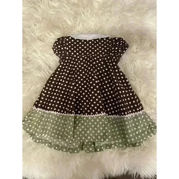 Girls 2T Dress Bonnie Jean Horse Pony Apple Polka Dots Collared Short Sleeve - Picture 2 of 5